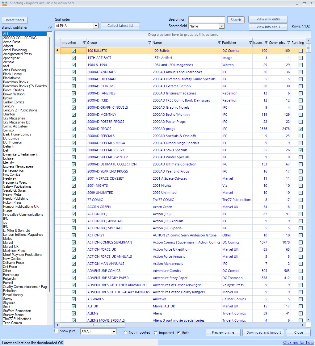 Jumble Saler comic collecting import screens