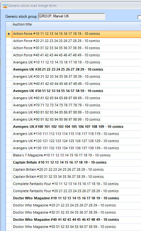Jumble Saler img142 - Product sets list screen