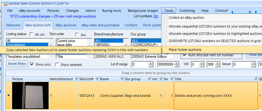 Jumble Saler img1 E2 - Overwriting eBay auctions and the benefits of using place holder auctions